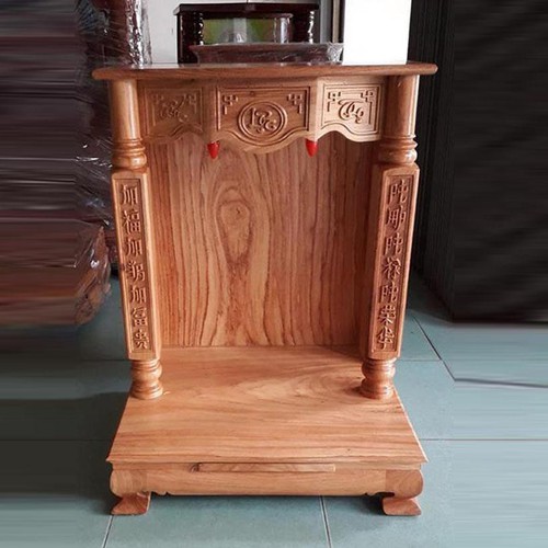 Bàn thờ Thần Tài Ông Địa gỗ gõ đỏ cột vuông